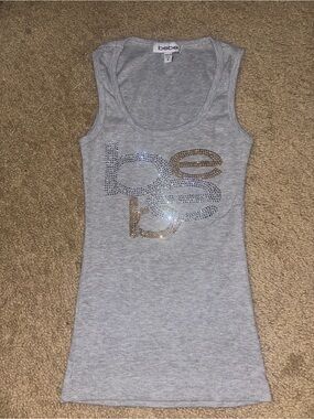 Bebe Grey Tank top with Rhinestones